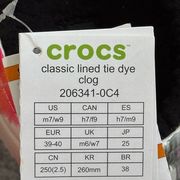 CROCS Classic Lined Tie Dye Clog! w9/m7 - Picture 5 of 5